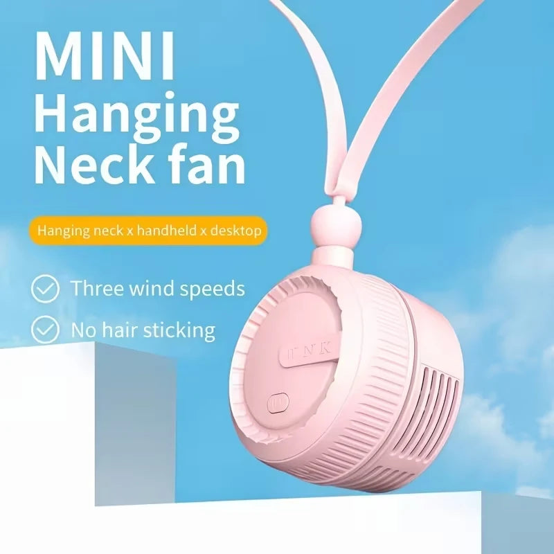 Portable Neck Fan (USB Rechargeable) – Mini Hands-Free Fan with Powerful Airflow & Quiet Operation; Suitable for Outdoor Use