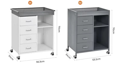 Home Office Open Storage Shelves 4 Drawer File Storage Cabinet Mobile Lateral Filing Cabinet Printer Stand Storage Trolley