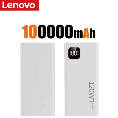 Lenovo 500000mAh Portable Power Bank 120WSuper Fast Charging Large Capacity External Battery Charger Powerbank For Xiaomi iPhone