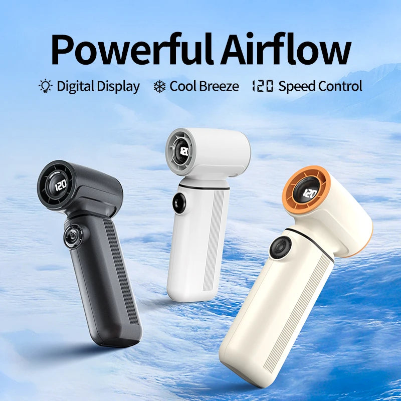Portable Mini Handheld Fan with LED Display Semiconductor Refrigeration 120 Speeds USB Rechargeable Battery Outdoor Fan