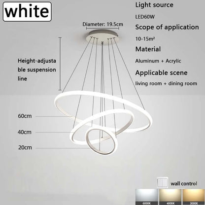 Modern led dining room chandeliers simple ring chandelier living bedroom Lights home indoor lighting decorative Pendant Lamps