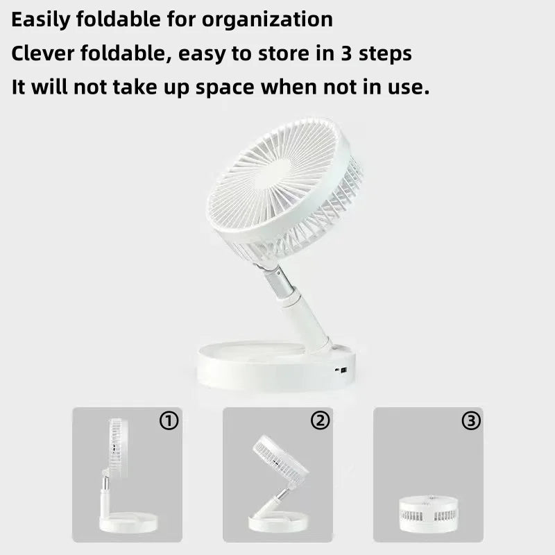 Portable Electric Fan Desktop Fan USB Charging Type 7200mAh Lithium Battery Foldable Telescopic Remote Control Outdoor Camping
