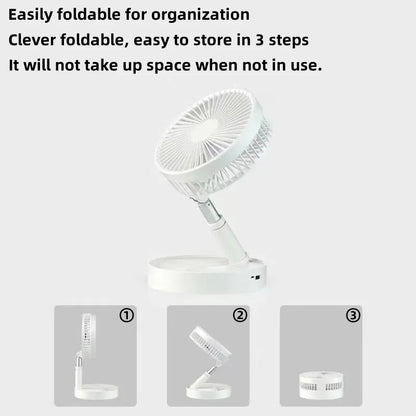 Portable Electric Fan Desktop Fan USB Charging Type 7200mAh Lithium Battery Foldable Telescopic Remote Control Outdoor Camping