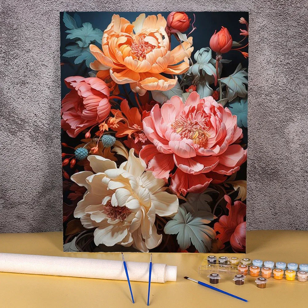 Painting By Numbers For Adults Peony Flower Handpainted Picture Personalized Gift Paint With Numbers Drawing For Home Decors