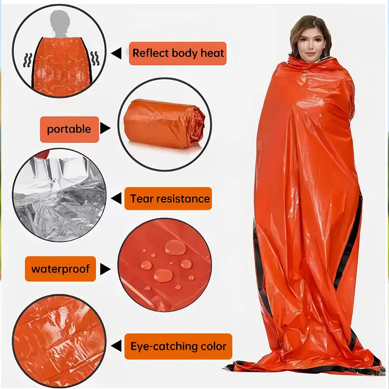 Waterproof Lightweight Thermal Emergency Sleeping Bag Bivy Sack Survival Blanket Bag CampingHiking, Outdoor Activities Equipment