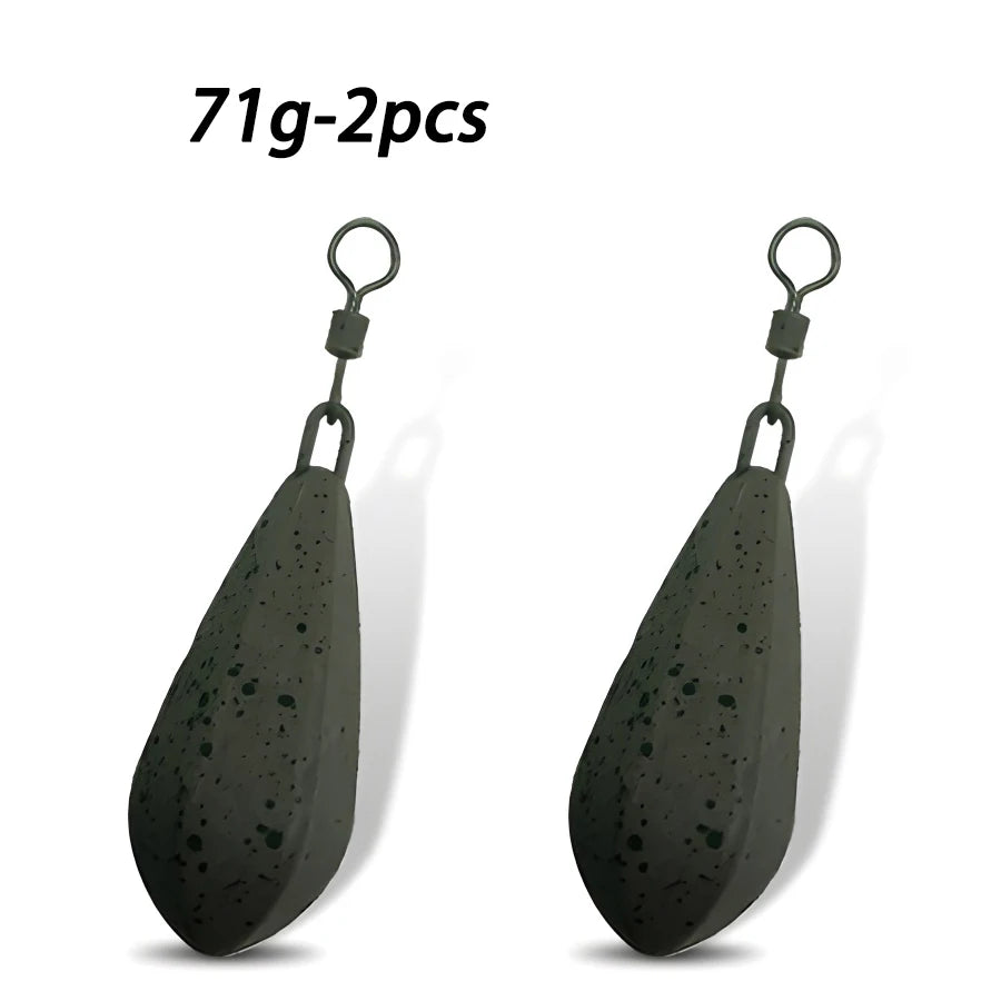 2pcs Carp fishing lead weight has 56g/71g/85g/99g/113g carp fishing weight. Pendant allows for quick replacement of lead