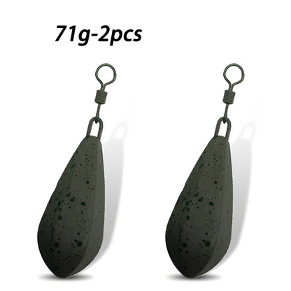 2pcs Carp fishing lead weight has 56g/71g/85g/99g/113g carp fishing weight. Pendant allows for quick replacement of lead