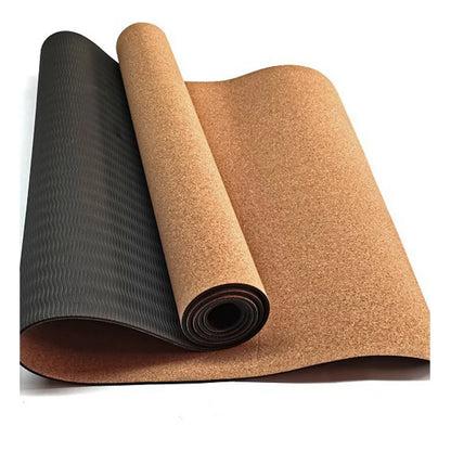 Natural Cork TPE Yoga Mat Non Slip Eco Friendly 183x61cm Thick 10mm Cushion for Home Fitness Pilates Workout