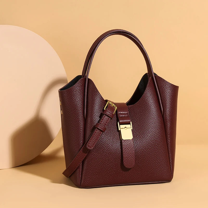 Genuine Leather High Quality Women's Tote Bag Designer Female Crossbody Bag Retro Casual Female Shoulder Messenger Handbags 2026