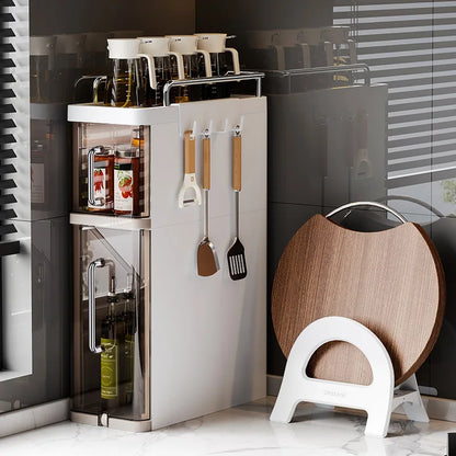 Pull-Out Spice Racks Multi-Functional Household Seasoning Organizer For Home Kitchen Countertop Narrow Cabinets Spice Cabinet