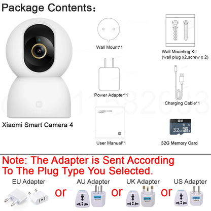 XIAOMI Smart Camera 4,Dual-band Wi-Fi 6,8MP 4K HDR AI Tracking,Night Vision,Two-Way Audio,Home Security Baby Monitor,Pet Camera
