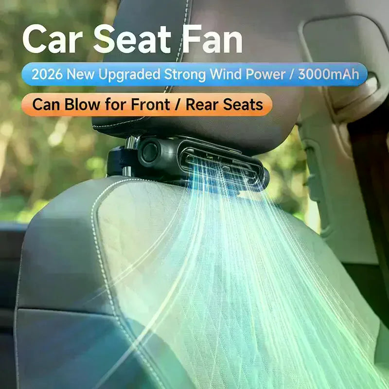 Portable Car Fan - USB Cooling Vehicle Accessory, Quiet Compact SUV Seat Fan, Adjustable Airflow Design, Efficient Proced
