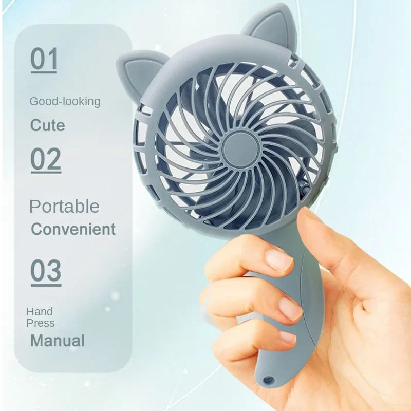 Portable Handheld Fan Handheld Pressure Fan Mini Portable Fan No Battery Household Cute Fan Cooling Cartoon Handheld Fan