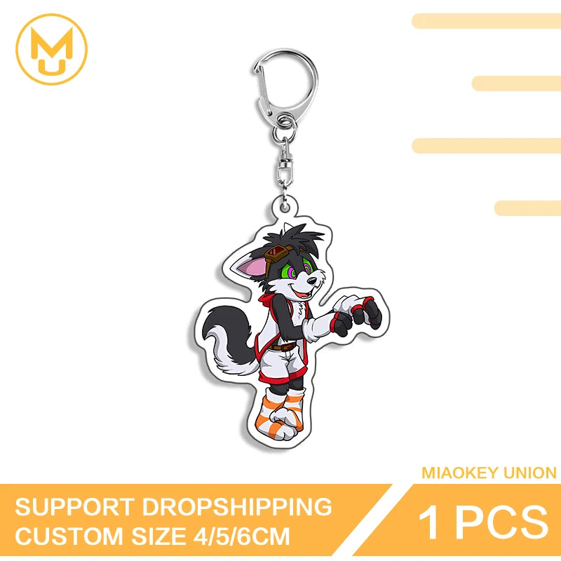 Furry Wolf Fashionable Eye Catching Lively Edgy Acrylic Keyring Charming Adorable Exquisite Anime Jewelry Accessories Gifts