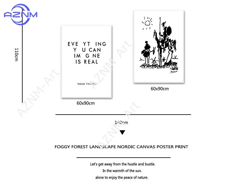Everyhing you can image is real Pablo Picasso Art Paintings Canvas Print , Don Quixote Poster Painting Wall Picture Home Decor