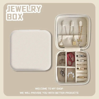 Portable Mini Jewelry Storage Box Travel Organizer Jewelry Case Leather Storage Earrings Necklace Ring Jewelry Organizer Display