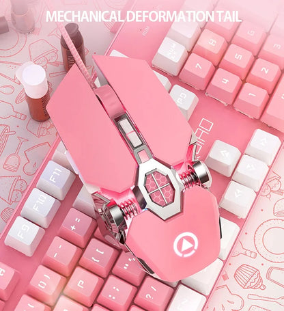 G30s Pink Mouse with RGB Backlit Light  Silence Click Wired Mice for PC