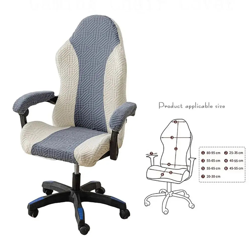 Office Computer Chair Cover Spliced Color Patchwork Elastic Fleece Jacquard Stretch Gaming Chair Cover With Armrest Cover