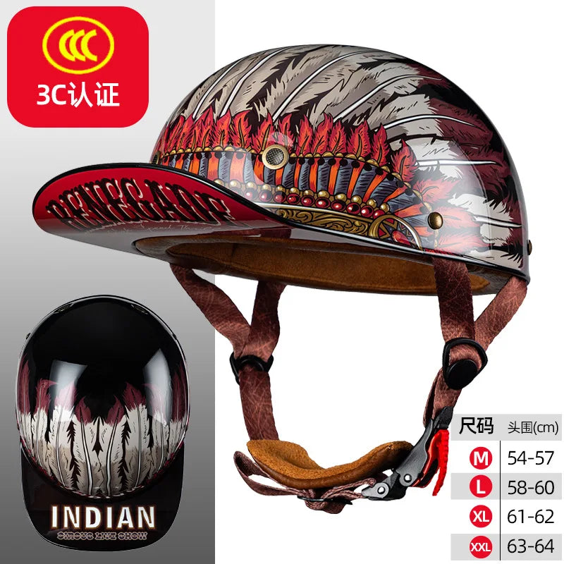 Motorcycle Helmet Electric Vehicle Riding Locomotive for Harley Retro Half Helmet Four Seas Universal Helmet Helmet Wholesale