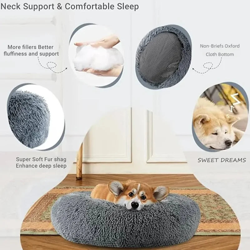 40cm Round Pet Bed for Large Dog Bed Super Soft Cat Bed Plush Dog House for Medium Dog House Winter Warm Sleeping