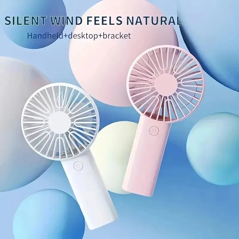 Portable Electric Handheld Small Fan Outdoor Powerful Silent Strong Wind Force Rechargeable Office Desk Dormitory Desktop Fan