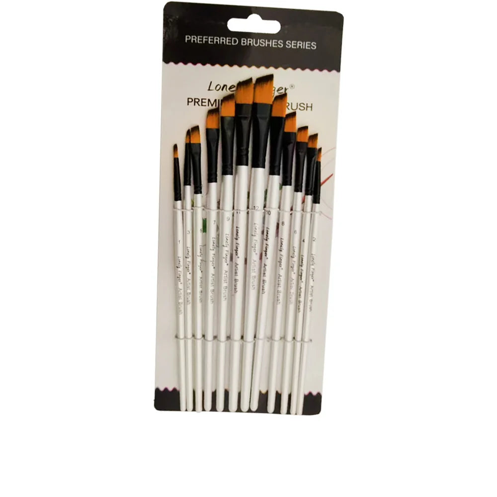 12/48pcs Acrylic Paint Brushes, Professional Synthetic Bristles Paint Brush Set Flat, Filbert,  Round, Angle Paint Brushes