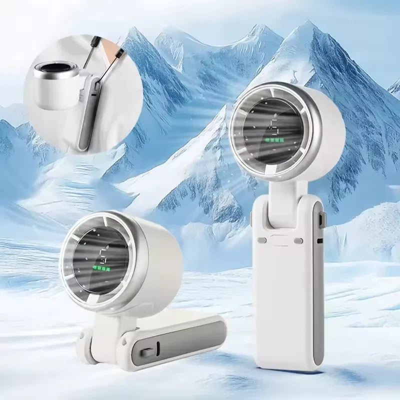 Portable Mini Handheld Fan Multi-functional Foldable Fan USB Rechargeable Mini Turbine Fan Mini Table Fan