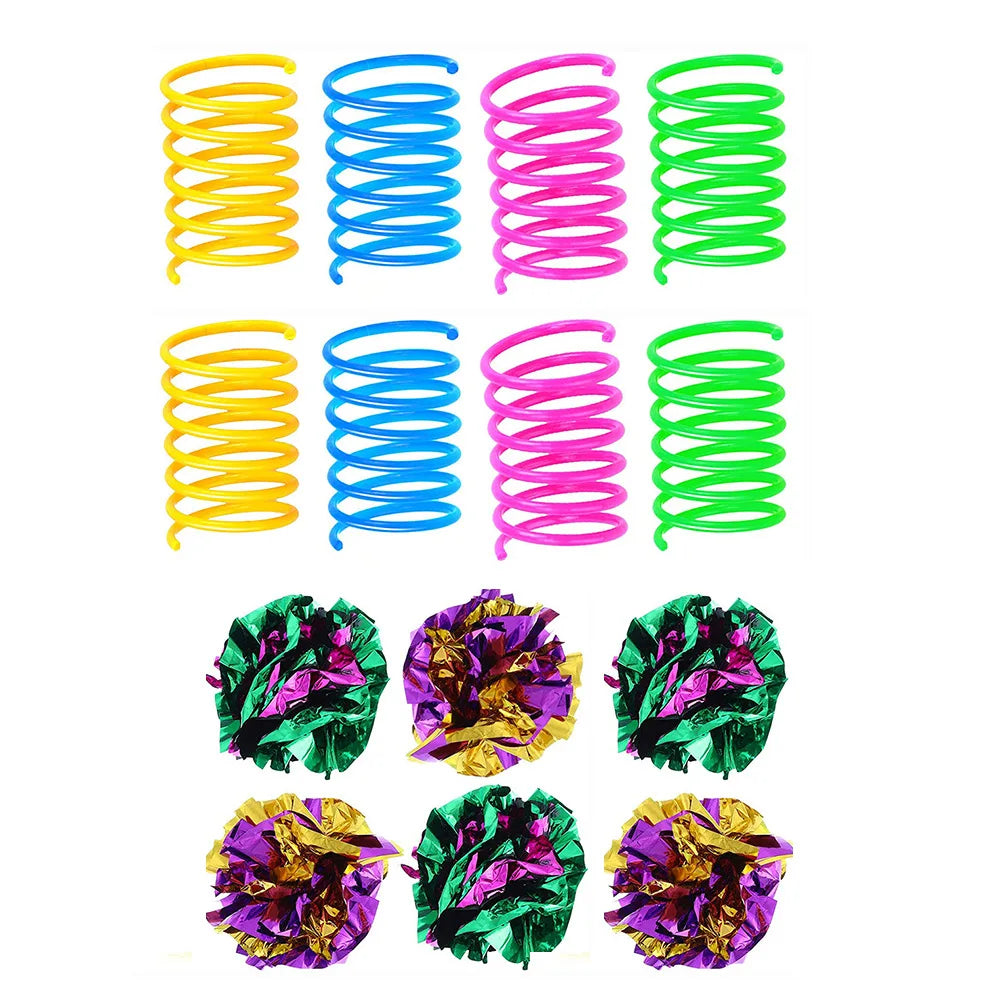 14 Pack Spring Paper Hair Ball Cat Toy Set Cat Toy Interactive  Pet Products for Cat Toys Pet Accessories