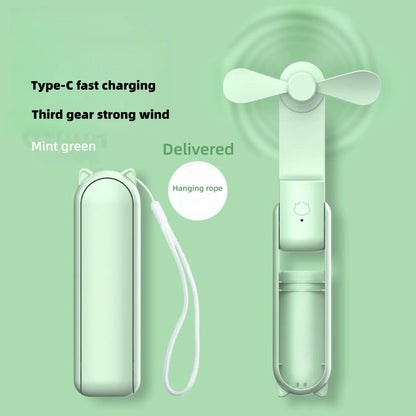 Portable Mini Handheld Fan Small Pocket Fan USB Rechargeable Battery Fan Folding Cooling Hand Fan Mini USB Fan with Power Bank