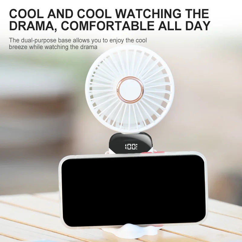Portable Mini Fan With 5 Speeds USB Rechargeable Charging Small Foldable Battery Fans Handheld For Desk Bedroom Indoor Outdoor