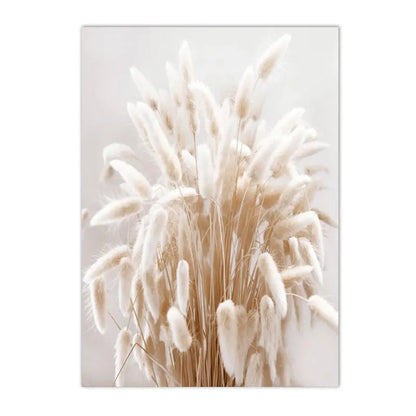 Nordic Beige Dandelion Painting Poster Reed Canvas Art Print Flower Posters Bunny Tail Grass Wall Art Picture Living Room Decor