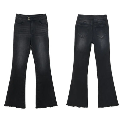 AMII Jeans For Woman 2025 Winter New Slim-fit Warm Versatile Flared Pants Simple Commuter Casual Casual Woman Trousers 12344022