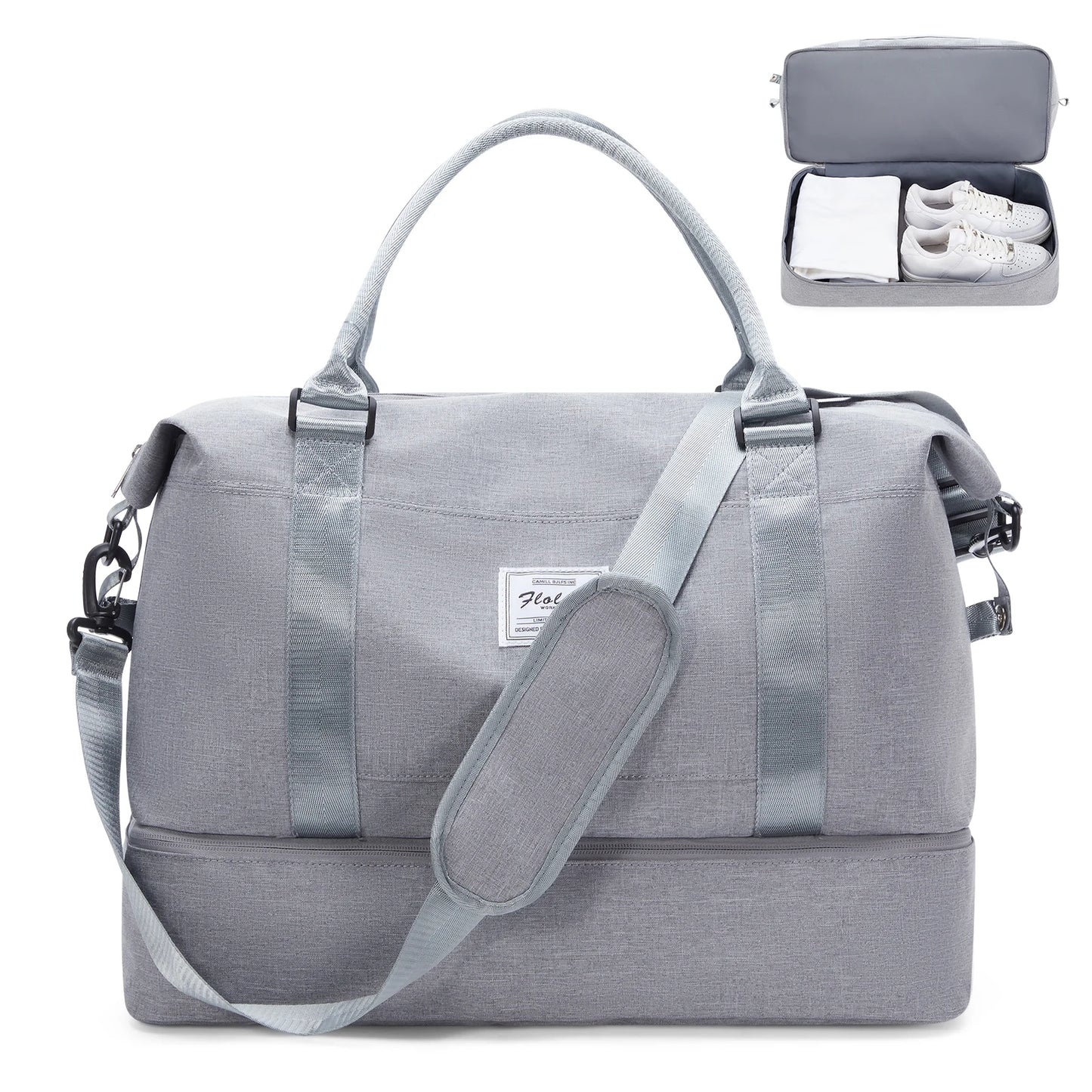 Travel Tote Bag, Lightweight Handbag with Shoe Compartment, Large Capacity Crossbody Shoulder Bag, Cabin Travel Bag, Sports Bag