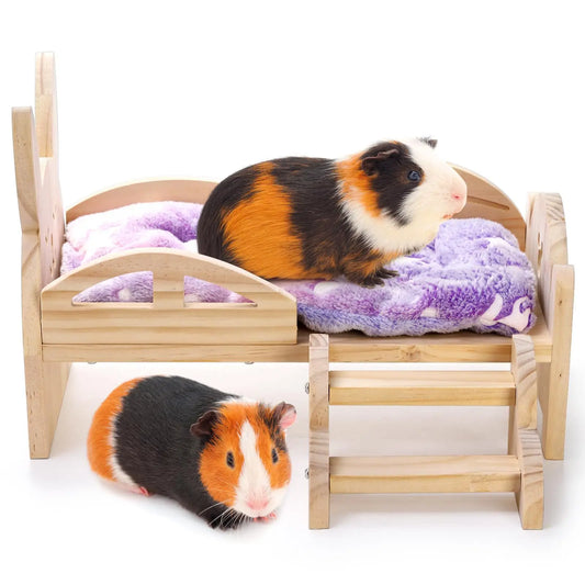 Hamster Wooden Bed Rabbit Wooden Bed Quilt Pets playing at home