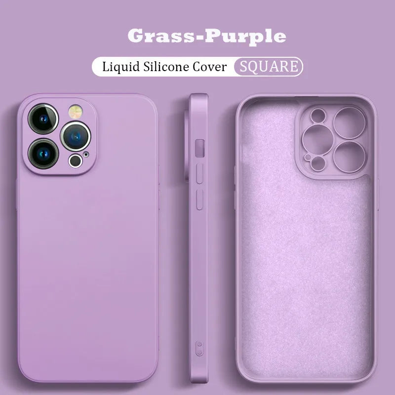 Original Liquid Silicone Shockproof Case For Xiaomi Mi 14 13 13T 12 12T 11T 10T 10 11 Lite Pro Square Fluff Bumper Soft Cover