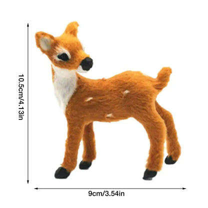 1pc Simulation Plush Animal Sika Deer Reindeer Lovely Xmas Home Decor Standing Miniatures Christmas Elk Scene Arrangement Props
