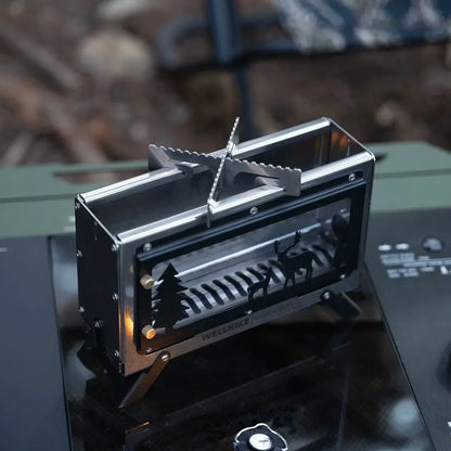 Small Camping Heating Stove Portable Tent Firewood Stove Glass Window Charcoal Burner