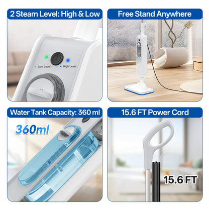 Vastorm Steam Mop Powerful 6 in 1 Handheld Scrubbing Steam Vacmop Detachable Floor Steam Cleaner High Temperature for Hardwood Floor Marble Floor Kitchen Carpet-F2