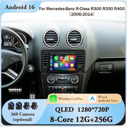 for Mercedes-Benz R-Class R300 R350 R400 2006-2014 GPS Navigation 7" 2.5D Touch Screen Android 16 Wireless CarPlay DSP Stereo