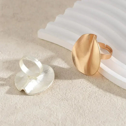 Irregular Chunky Big Geometric Gold Silver Color Rings for Women Men Personality Elastic Rope Connection Finger Rings
