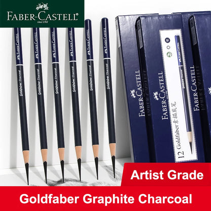 5 / 6 PCS Faber Castell Goldfaber Charcoal Graphite Sketch Set EX-Soft Medium Hard soft Pencils Drawing Sketching Shading Artist