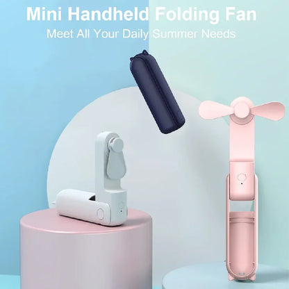 Portable Mini Handheld Fan Small Pocket Fan USB Rechargeable Battery Fan Folding Cooling Hand Fan Mini USB Fan with Power Bank