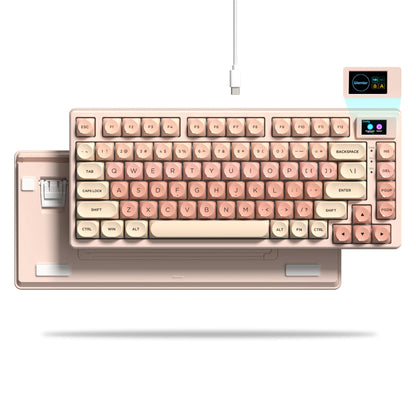 Wired Mechanical Gaming Keyboard with OLED Display Full Key Hot-Swappable Pudding RGB Backlit Keyboard for PC Computer Laptop