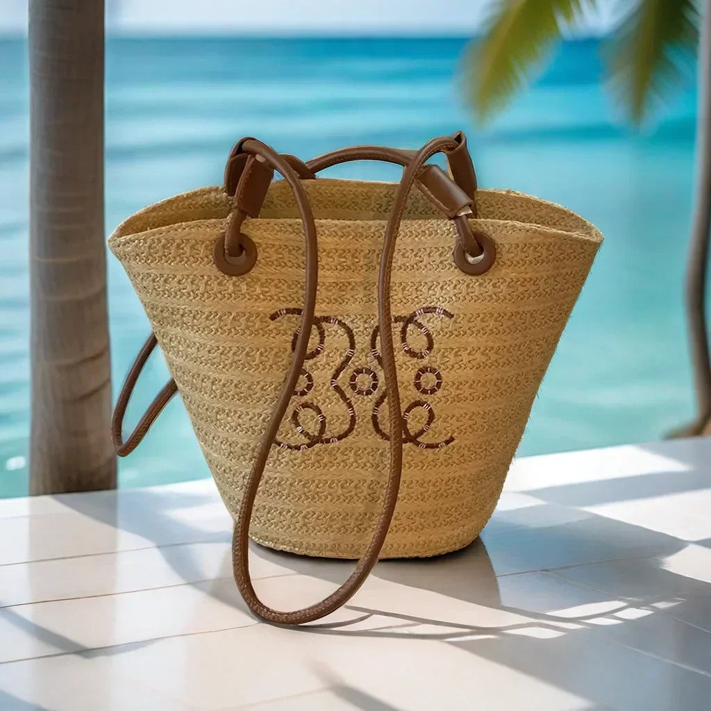 Summer New Vacation Woven Straw Bag, High Quality Seaside Beach Bag for Women, Women's Beach Bags Bucket Bag