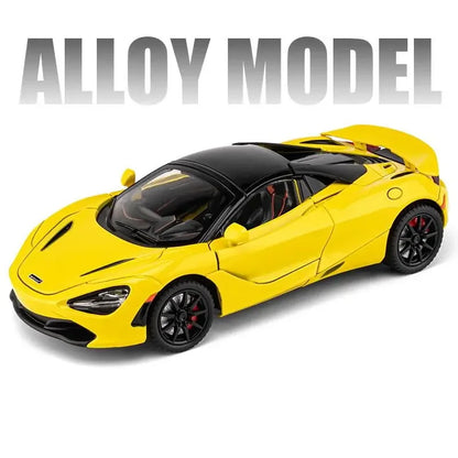 1:24 720S Alloy Racing Car Model Diecast Metal Sports Car Model Simulation Sound and Light Collection Childrens Toy Gift