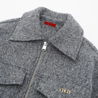 Women Cropped Jacket Elegant Lapel Autumn Long Sleeve Solid Pocket Jackets Fashion Street Office Lady Zipper Casual Coats