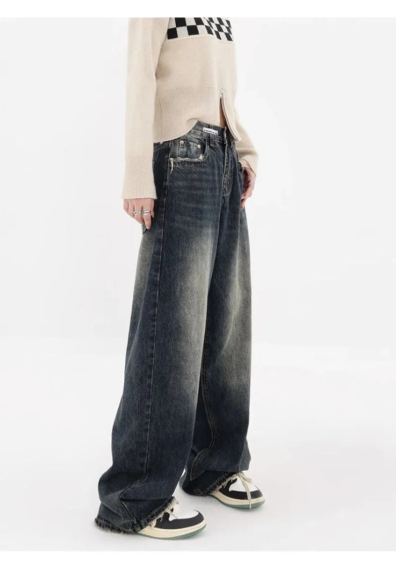 New Style Y2K Baggy Jeans Women Streetwear Retro Fashion Autumn High Waist Pants Loose Wide Leg Denim Trousers Femal