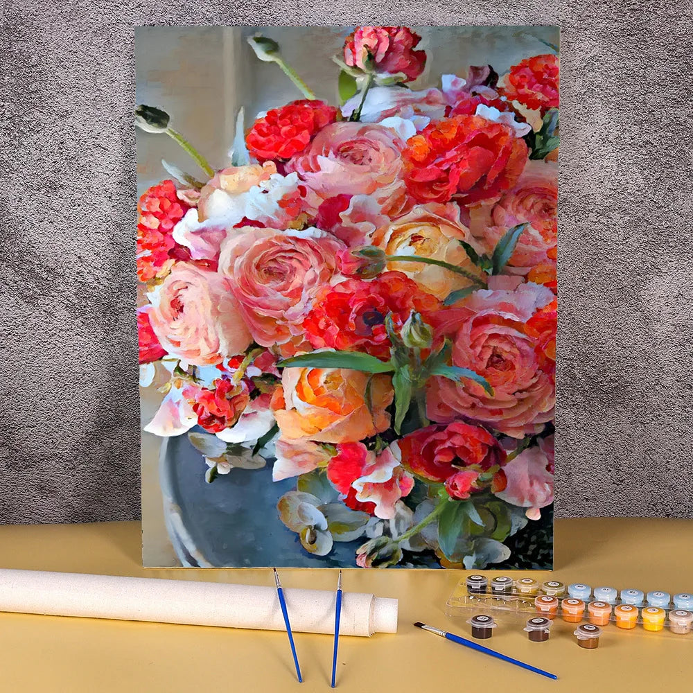 Diy Painting By Numbers Peony Flower Canvas Colouring Handpainted Gift Wall Decor Home 50×70cm Picture For Paint With Number