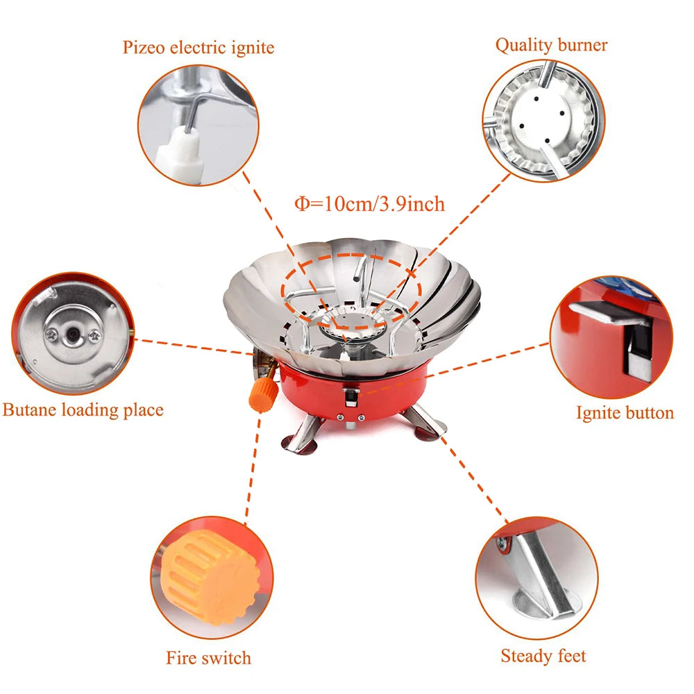 2800W Windproof  Portable Outdoor Stove Camping Gas Stove  Picnic Burner with Storage Bag For Hiking