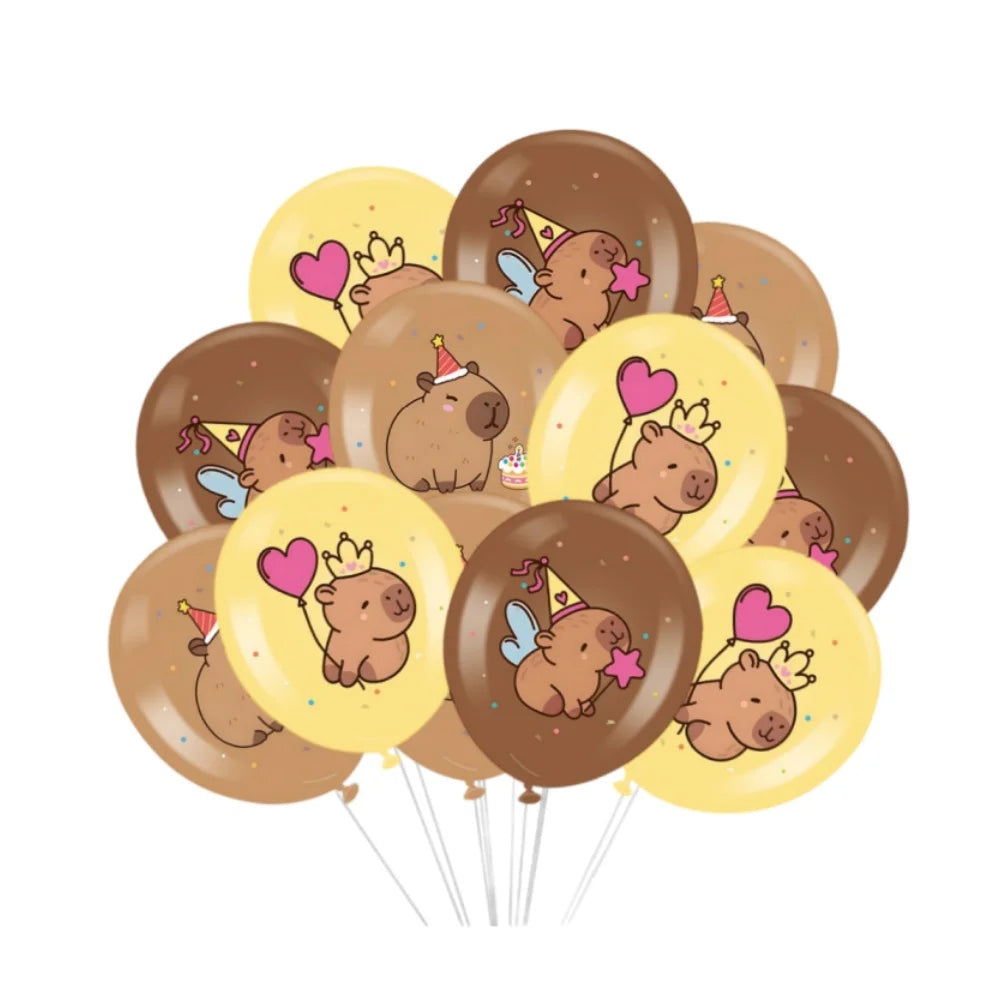 Cute Capybara Birthday Decorations Balloons Backdrop Tablecloth Stickers Cups Plates for Baby Shower Kids Event Party Supplies